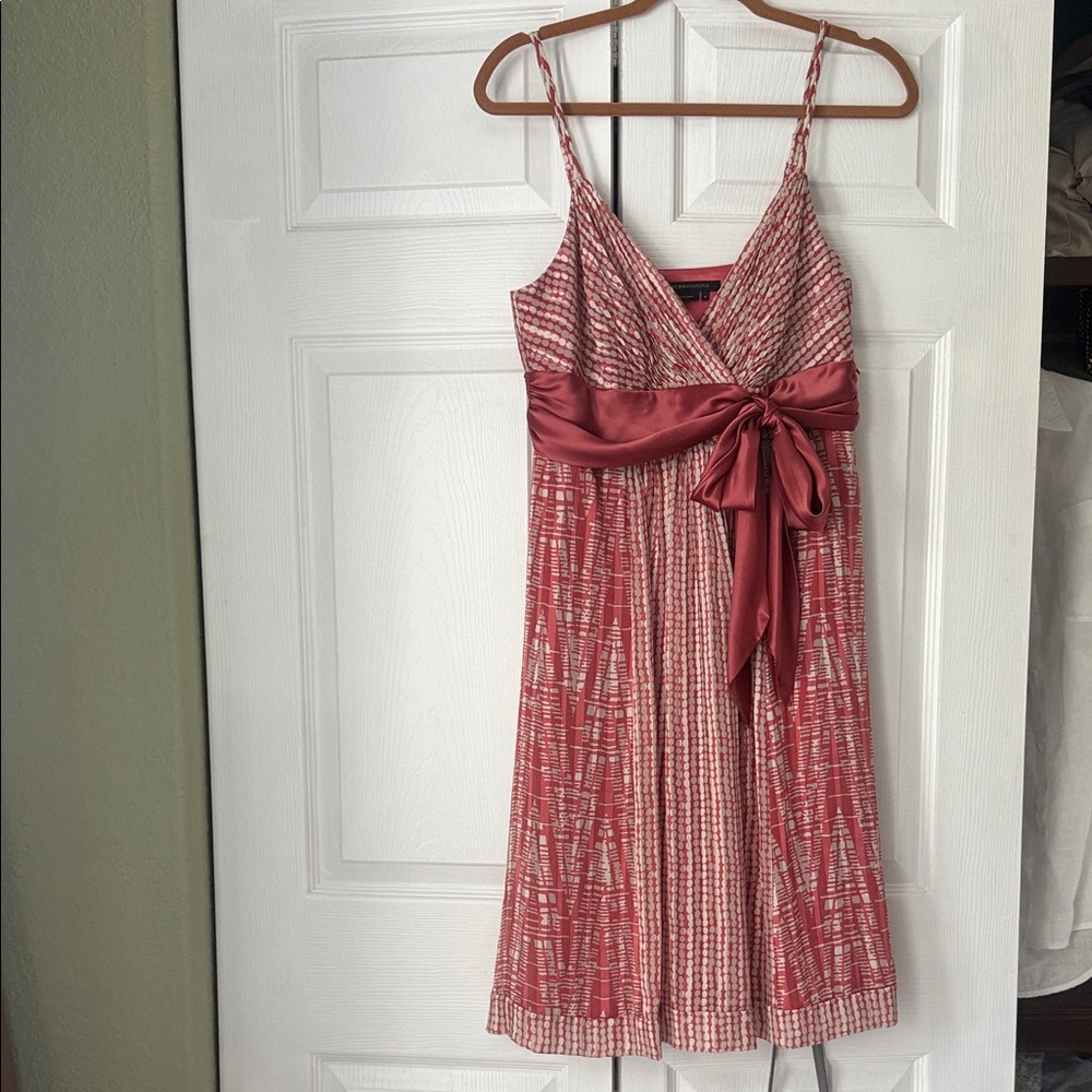 BCBGMaxAzria Red and White Striped Midi Dress